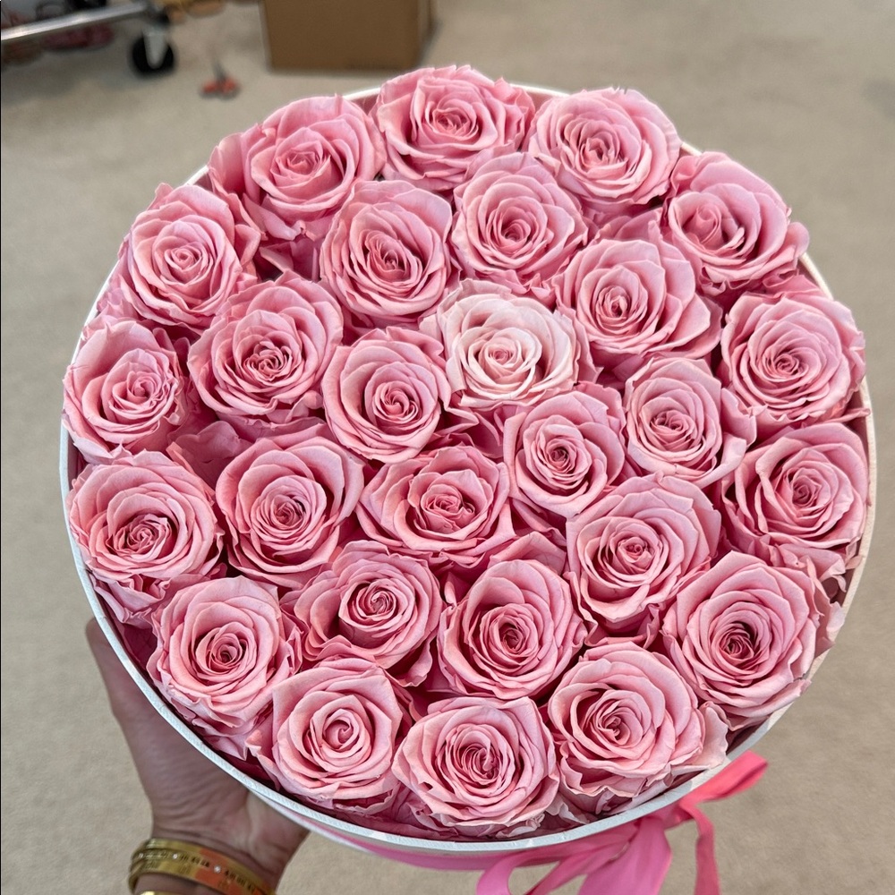 Round Box of Pink Roses